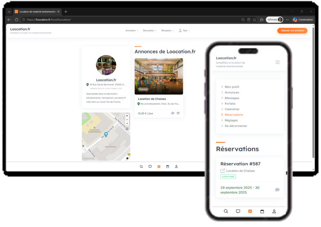 Découvrez notre application web et mobile pour la location de mobilier évènementiel